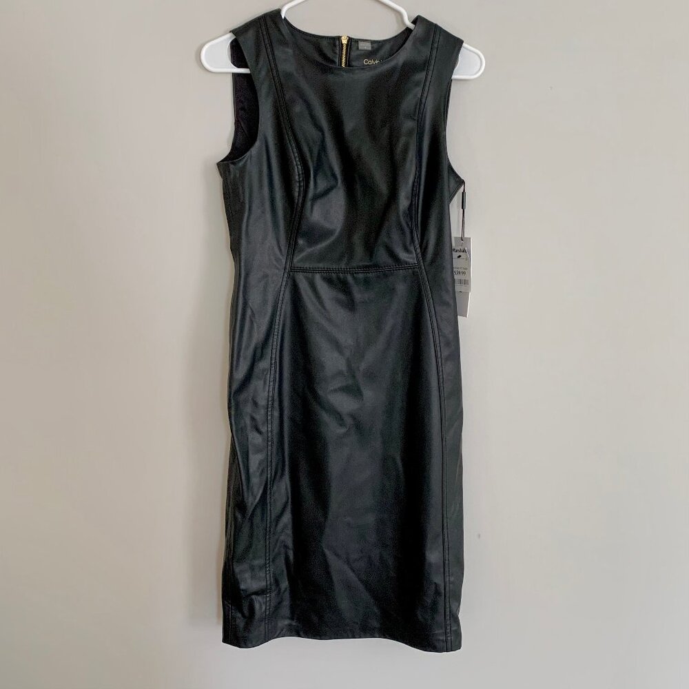 Calvin Klein Faux Leather Sleeveless Dress